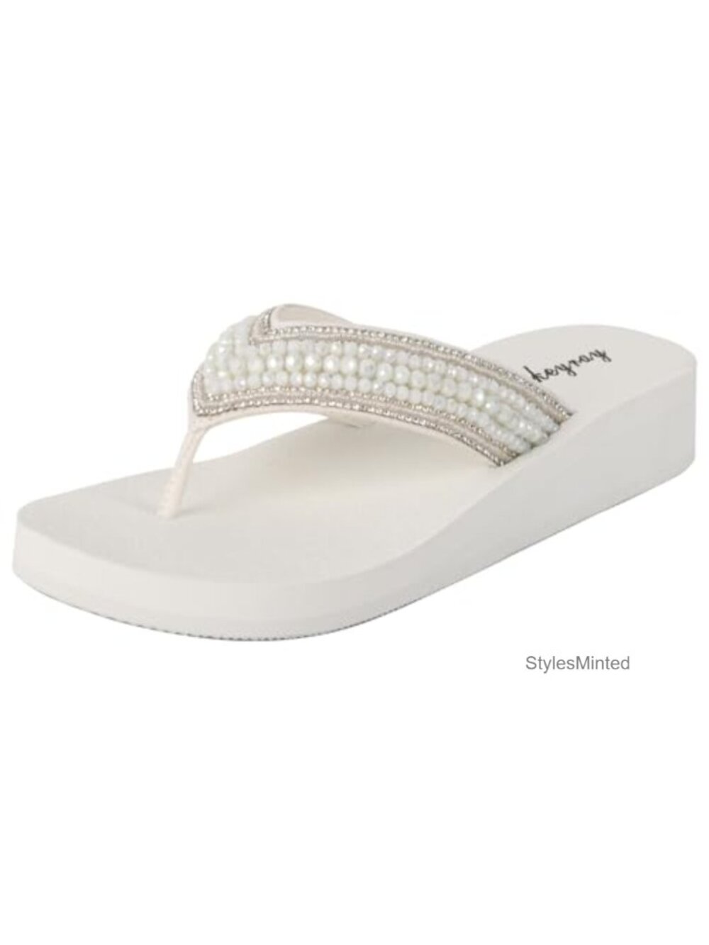 Rhinestone Platform Wedge Flip Flops Sandals - Yoga Foam Comfort